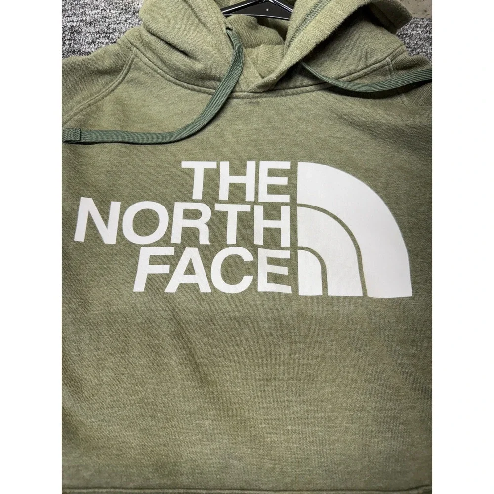 The North Face Mens Large Olive Green Heathered Logo Pullover Hoodie Sweatshirt